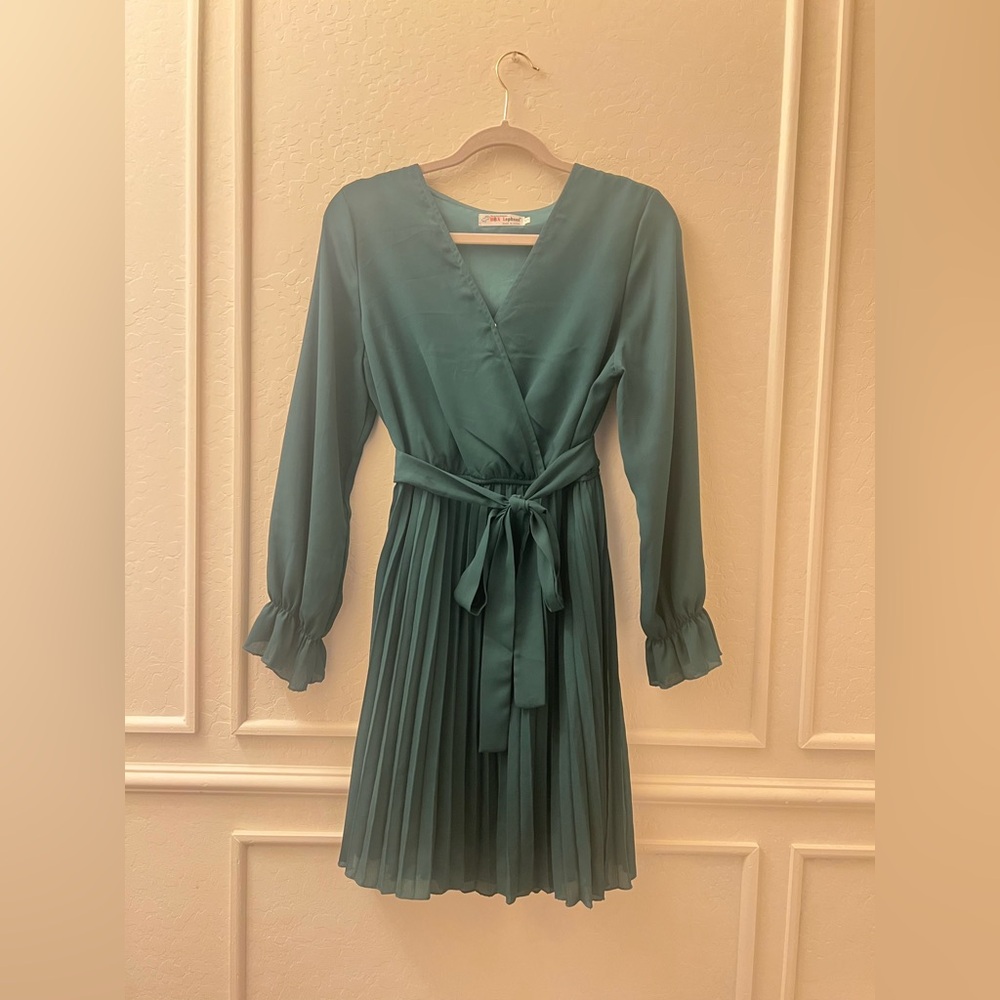 Elegant Teal Wrap Dress